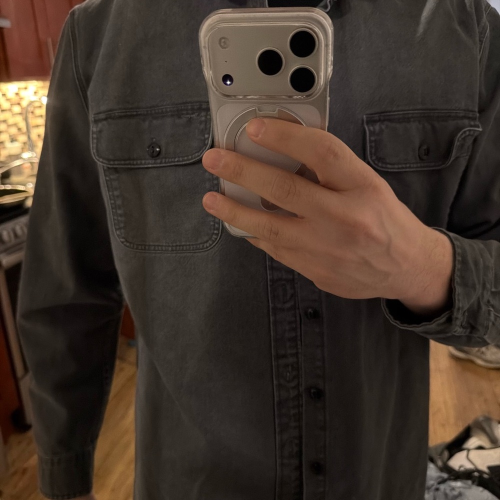 J. Crew Men's Washed Charcoal Gray Button-Down Shirt